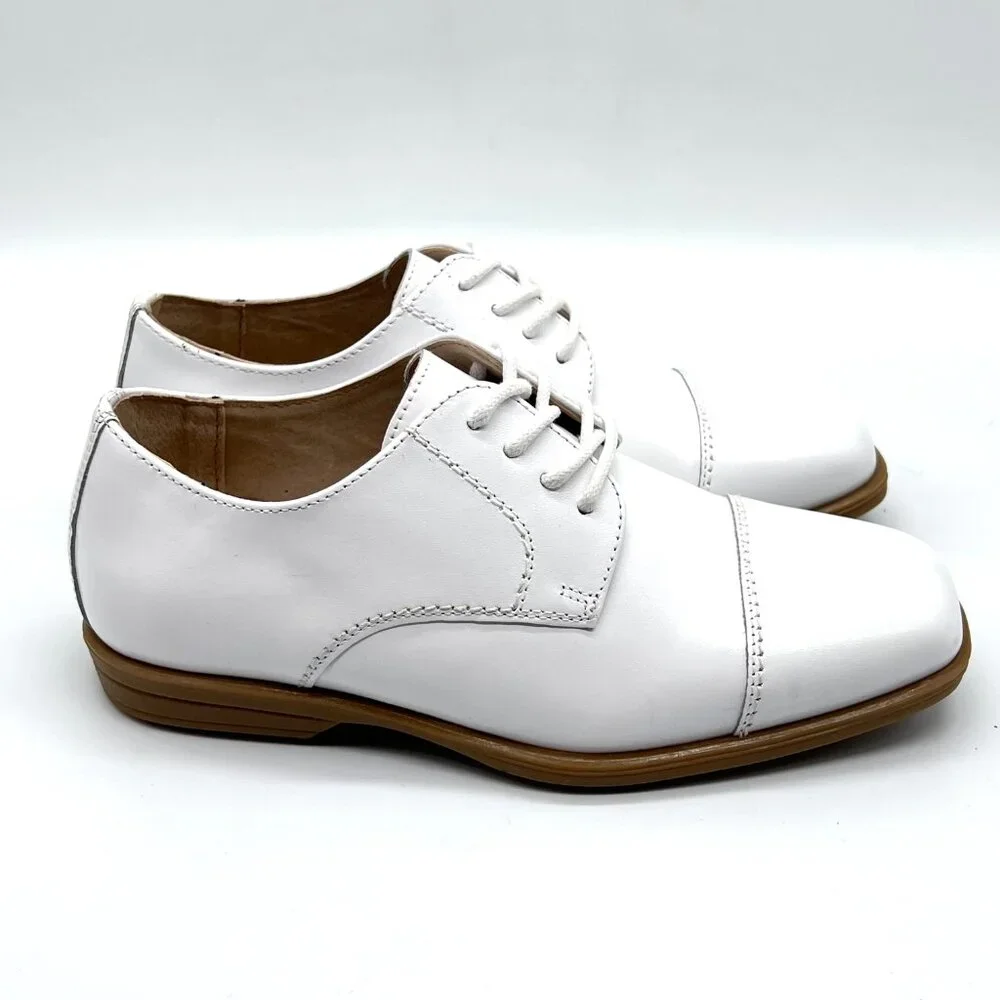 Florsheim Boys Kids Size 1 1M Reveal White Leather Oxford Oxfords Dress Shoes